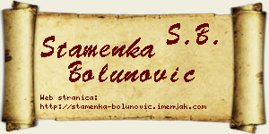 Stamenka Bolunović vizit kartica